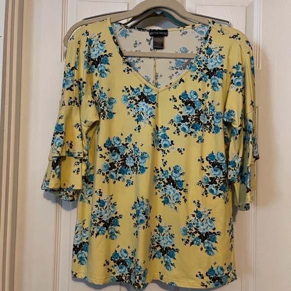 Yellow and teal top - Picture 1 of 2